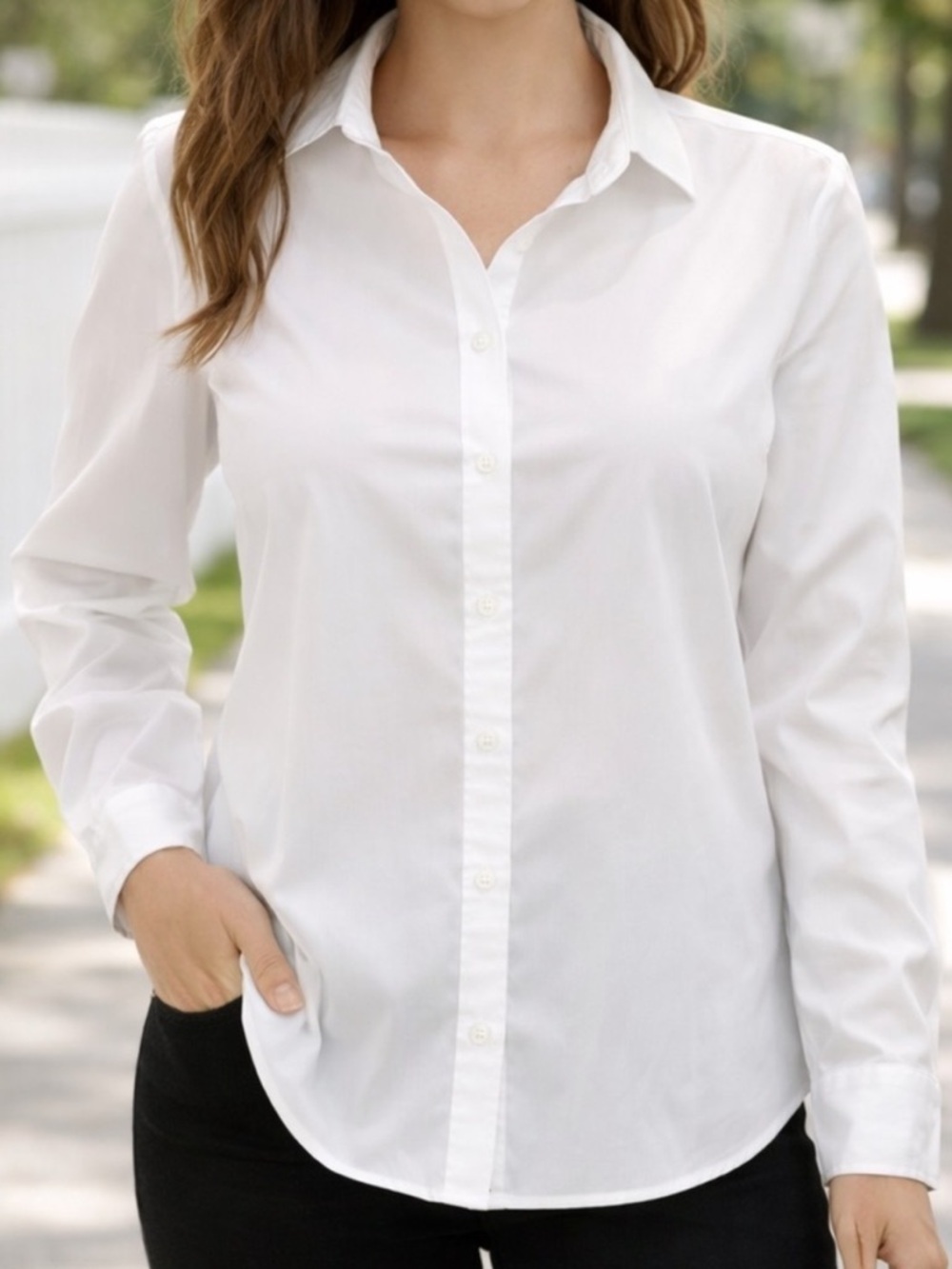 Charter Club White Button Down Shirt Stretch Cotton Blend Classic